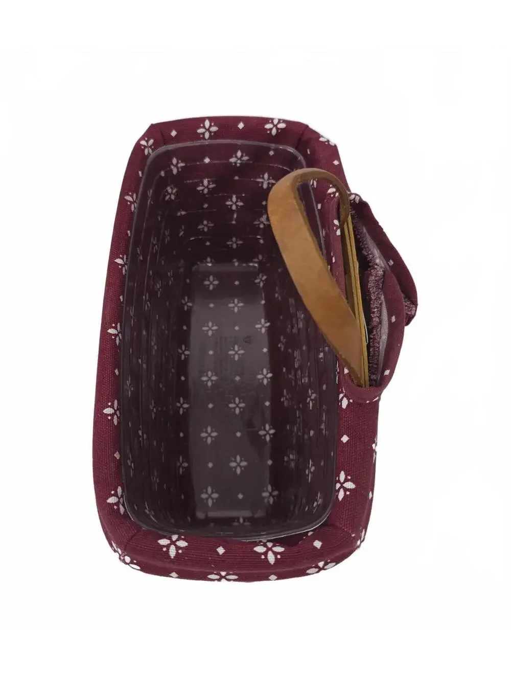 Longaberger Handwoven Hanging Spring Basket with Burgundy Fabric Liner